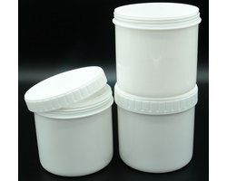 Witte Potten 500ml Leeg 50 stuks - Lege Pot met Schroefdeksel en Binnendeksel - Zalfpotten