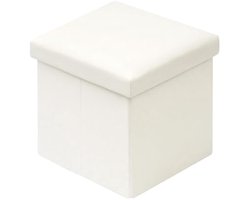 Witte Puff Krukbox met deksel Zitkist Slaapkamermeubilair Opvouwbare Opbergkist Maximale belasting 150 kg 30x30x30cm