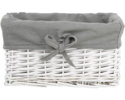 Witte Rietmand 30 cm - Opbergmand met Linnen Voering