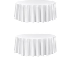 Witte Ronde Tafelkleden, 2 Stuks, 120 Inch Diameter, Duurzaam en Kreukbestendig, Machinewasbaar Polyester, Ideaal voor Bruiloften, Feesten, Banketten en Formele Bijeenkomsten