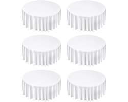 Witte Ronde Tafelkleden, 6 Stuks, Diameter 132 Inch, Duurzaam en Kreukbestendig, Machinewasbaar Polyester, Ideaal voor Bruiloften, Feesten, Banketten en Formele Bijeenkomsten