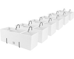 Witte Rotan-look Bloempotten - 6 Stuks voor Terras, Balkon en Tuin