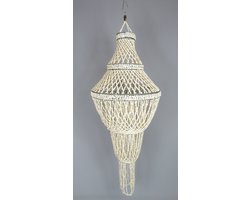Witte Schelpenhanger 120cm! lamp beras Putih - hanglamp - handgemaakt - duurzaam - exotisch - unieke lamp - bohemian stijl - oosterse lamp - designlamp