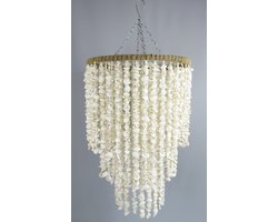 Witte schelpenhanger 85cm! - schelpen hanger - interieur- uniek - strand - tropisch - decoratie - sfeer hanger - schelp - ibiza style - capiz - XL - boho style