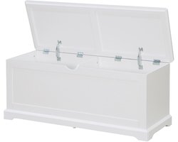 Witte Schoenenbank Opberg bank MDF gelakt Klapdeksel Schoenenkast Halbank Opbergmeubel Slaapkamer 112x40x45 cm