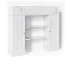 Witte Schoorsteenrand met Opbergruimte en Deuren - Stijlvolle Schoorsteenmantel