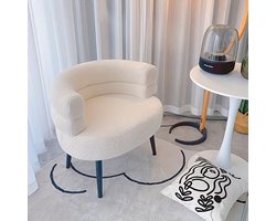 Witte Teddy Fauteuilstoel – Zachte Accentstoel met Metalen Poten – Moderne Stoel voor Woonkamer, Slaapkamer en Kaptafel