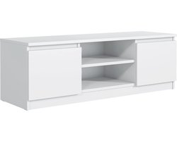 Witte TV Kast met Planken en Deuren - 160 cm Lowboard voor Woonkamer