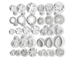 Witte uitsteek vormen set boetseerklei 33 delig kunststof klei gereedschap spring geladen vormen set voor hobby en kleien