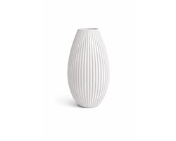 Witte Vaas 25 cm – Moderne Ribbel Vaas – Design Vaas – Scandinavische Woondecoratie