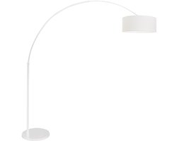 Witte vloerlamp booglamp Sparkled Light 7169W - Modern, metaal en textiel, hoogte verstelbaar en uitschuifbaar, Steinhauer