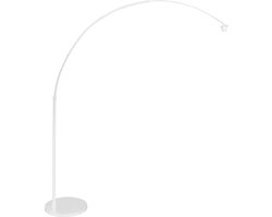 Witte vloerlamp booglamp Sparkled Light 7268W met hoogteverstelling van metaal en kunststof, 210 cm uitschuifbaar, Steinhauer