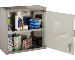 Witte wandmontage-medicijnkast met opbergruimte voor geneesmiddelen