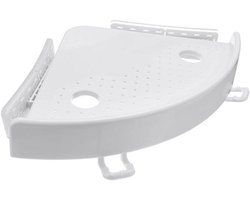 Witte Wandplank voor Badkamer en Keuken - Roestvrij - Hoek Plank - Ventilatorvormig - Douche Accessoires - Opbergrek met Bevestiging