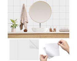 Witte Waterdichte Zelfklevende Tegelstickers 15 x 15 cm, 48 Stuks voor Badkamer en Keuken Decoratie