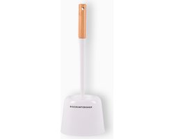 Witte Wc-Borstel met Houder | Sneldrogend en Hygiënisch | gemaakt met hout en kunststof | Vrijstaand of Hangend | Houten Handvat | Ideaal voor Badkamer & Toilet | Met hoogte 38cm