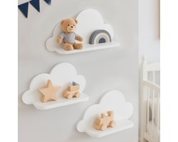 Witte Wolken Wandplanken Set - 3 Stuks - Kinderkamer Decoratie