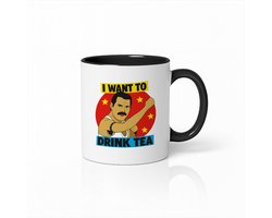 Witte & Zwarte Mok 330ml – “I Want to Drink Tea” Grappige Freddie Parodie Mok – Popcultuur Humor Cadeau – Keramische Thee- en Koffiemok