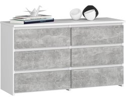 Witte|Beton Dressoir met 6 Lades - Zelfmontage - 100x57x35cm - Mat Afwerking