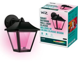 WiZ Buitenlamp - Classic Wandlamp - Gekleurd en Wit Licht - Slimme LED Verlichting - 230V - Zwart