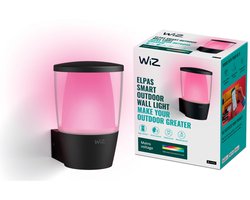 WiZ Buitenlamp - Elpas Wandlamp - Gekleurd en Wit Licht - Slimme LED Verlichting - 230V - Zwart