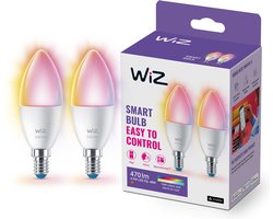 WiZ Kaarslamp 2-pack - Gekleurd en Wit Licht - Slimme LED Verlichting - E14 fitting - 40W - Mat - Wi-Fi