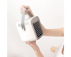 WizBay Premium Select® Draagbare Desktop Mini Water Aircooler - Mini Ventilator - Luchtkoeler - Mini Airco - Luchtbevochtiger - LED Licht - 300ml Watertank - Extra Water Curtain Koeling - Handvat - Luchtkoeler - Wit Donker Blauw