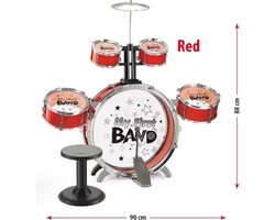 WK Kids - Grote Drumstel voor kinderen Inclusief stoelen -88*90cm-Jazz Drum Set-Kinder Drum - Kinder Muziekinstrument - rood