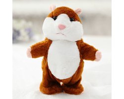 WK Kids Interactieve Pratende Hamster Knuffel – 20cm – Met 120 Engelse Liedjes, Opnamefunctie & Lopen – Elektronisch Speelgoed voor Kinderen - 3xAAA batterijen-Bruin/Grijs