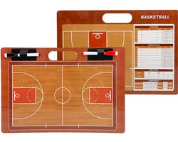 WM Sports - Basketbal tactiekbord - Tactiekborden - Coachborden - Coachbord - Coachboard - Dubbelzijdig - Inclusief uitwisbare stift - Oranje, bruin