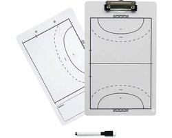 WM Sports - Tactiekbord handbal - Tactiekborden - Coachbord handbal - Coachboard - Clipboard handbal - Half en geheel veld - Inclusief uitwisbare stift en ruimte voor notities - Zwart, wit en zilver