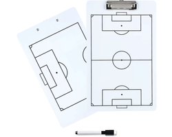 WM Sports - Tactiekbord voetbal - Tactiekborden - Coachbord voetbal - Coachboard - Clipboard voetbal - Klein bord met half en hele veld - Inclusief uitwisbare stift - Zwart, wit en zilver