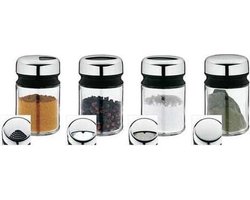 WMF Depot - Kruidenpotjes - 4-delig - RVS - Transparant Deksel - Voor Verse Kruiden