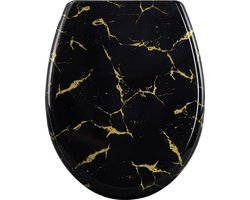 WNHB® Antibacteriële toiletbril soft-close - zwart geel - 45.2x37.8 cm