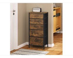 WNHB® Ladekast Slaapkamer 45x95x30 cm - Commode met Houten Frame en Stoffen Lades - Compacte Opbergkast met 4 Lades