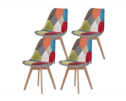 WNHB® Set van 4 Gestoffeerde Eetkamerstoelen - Moderne Stoelen met Zithoogte 42,5 cm