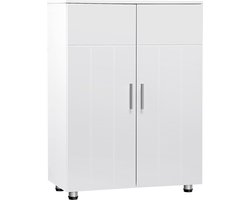 WNHB® Wandkast - Opbergkast met Verstelbare Planken - Kast voor Woonkamer en Badkamer - Opbergmeubel - Wit