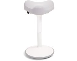 Wobblez® Soothe Wiebelkruk met Zadel - in hoogte verstelbare zadelkruk van 45-65 cm - Grijze zitting Wit frame