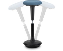 Wobblez® Spine Wiebelkruk - in hoogte verstelbare bureaukruk van 65-85 cm voor Sta bureau - Blauwe zitting Zwart frame
