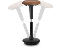 Wobblez® Spine Wiebelkruk - in hoogte verstelbare bureaukruk van 65-85 cm voor Sta bureau - Cognac zitting Zwart frame