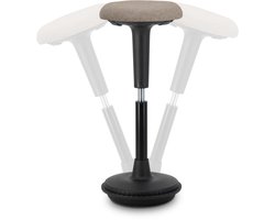 Wobblez® Spine Wiebelkruk - in hoogte verstelbare bureaukruk van 65-85 cm voor Sta bureau - Pebble zitting Zwart frame