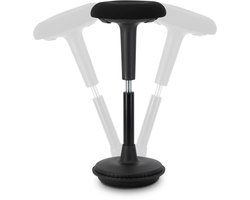 Wobblez® Spine Wiebelkruk - in hoogte verstelbare bureaukruk van 65-85 cm voor Sta bureau - Zwarte zitting Zwart frame
