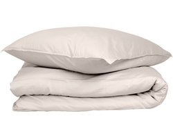 Wocha Dekbedovertrek Set - 100% Biologisch Katoen Satijn (300TC) - 140x200/220 - Creme - Premium kwaliteit - Incl. 1 kussensloop