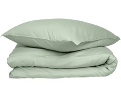Wocha Dekbedovertrek Set - 100% Biologisch Katoen Satijn (300TC) - 140x200/220 - Groen - Premium kwaliteit - Incl. 1 kussensloop