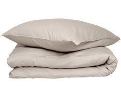 Wocha Dekbedovertrek Set - 100% Biologisch Katoen Satijn (300TC) - 140x200/220 - Taupe - Premium kwaliteit en duurzaam - Incl. 1 kussensloop
