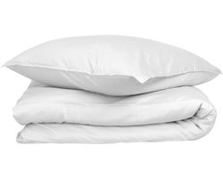 Wocha Dekbedovertrek Set - 100% Biologisch Katoen Satijn (300TC) - 140x200/220 - Wit - Premium kwaliteit - Incl. 1 kussensloop