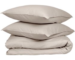 Wocha Dekbedovertrek Set - 100% Biologisch Katoen Satijn (300TC) - 200x200/220 - Taupe - Premium kwaliteit en duurzaam - Incl. 2 kussenslopen