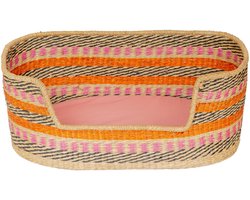 Woevs Zeegras Hondenmand met Kussen - Oranje Roze - M 75x45 cm