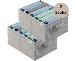 WOHNHELD Opbergmand - Set van 2 - Kast Organizer met Scheidingswanden - 30 x 23 x 14 cm - Grijs - Opvouwbaar