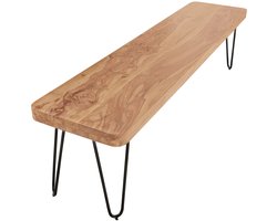 WOHNLING Eetkamerbank - Houten Bank - Keukenbank - Acaciahout - Rustiek en Stevig - Ruimtebesparend en Onderhoudsvriendelijk